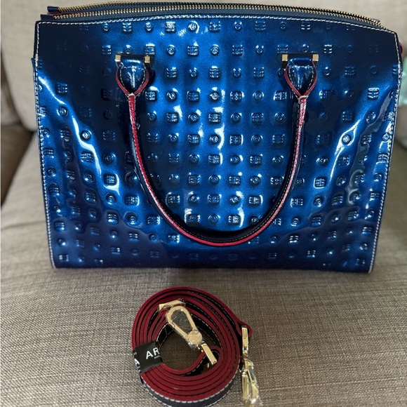 Arcadia Shiny Blue Satchel - Picture 4 of 5